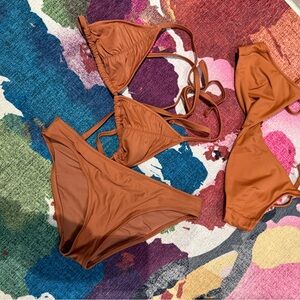 Aerie Rust Bikini Set - 2 tops (small) 1 bottom (xs)